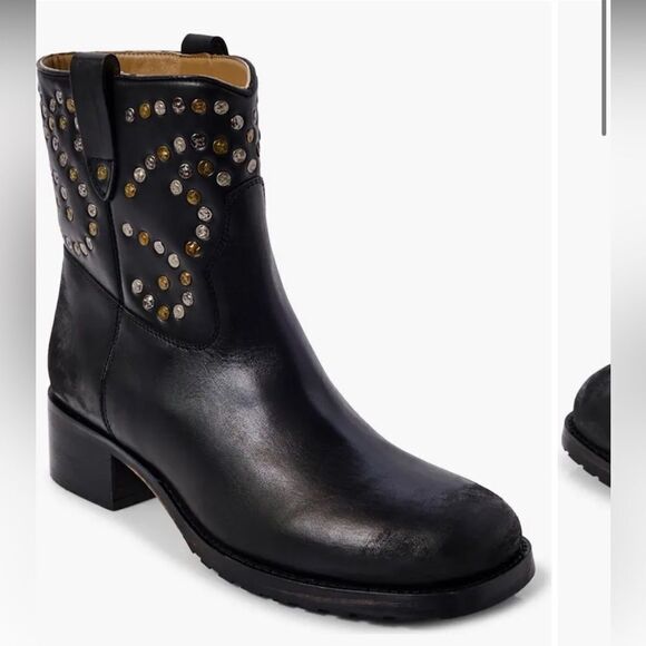 Free People Studded Pull On Ankle Boots in Black 6.5‎